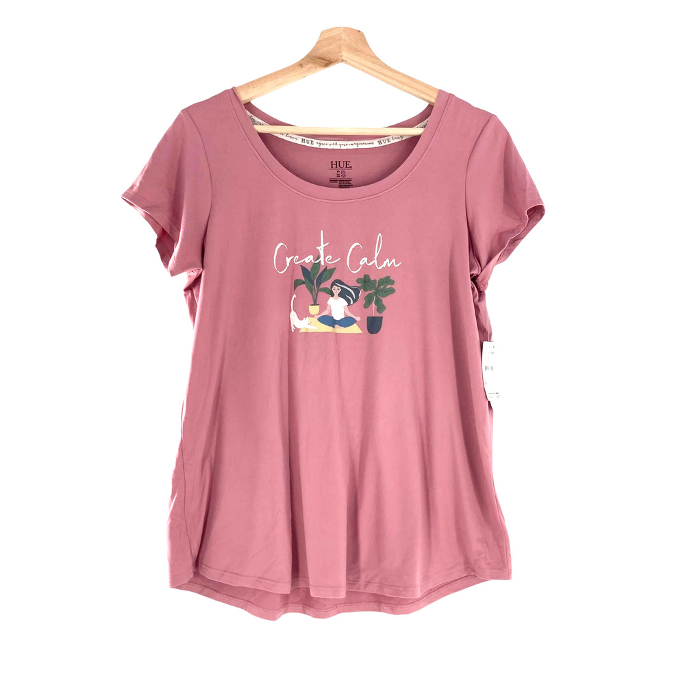 Hue Create Calm Super Soft T-Shirt Foxglove Pink Sleepwear Large